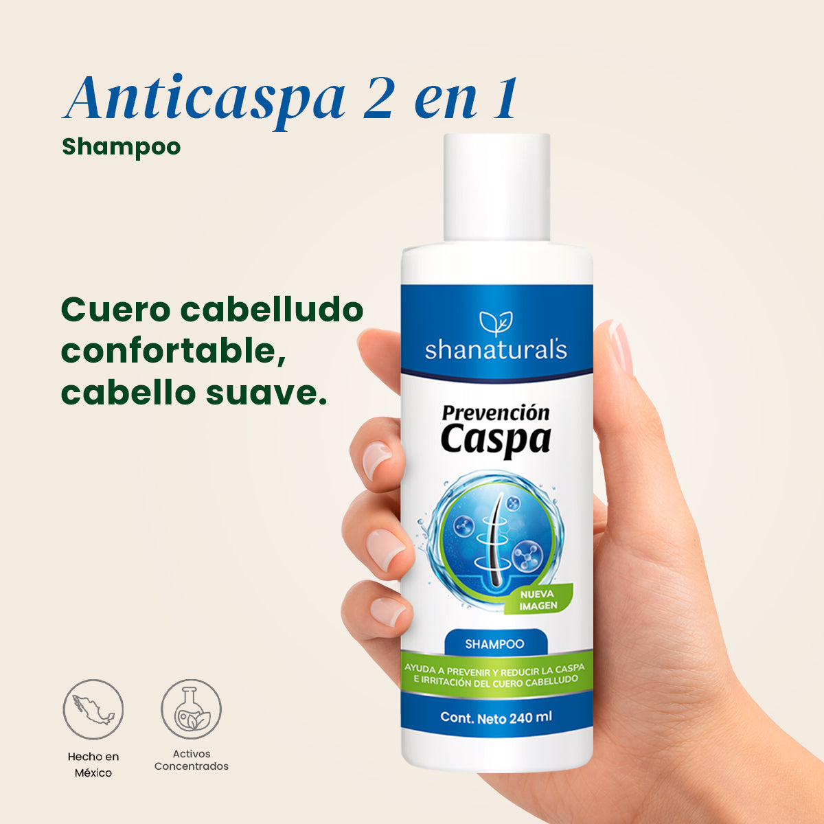 Shampoo Anticaspa 2 en 1 - Shanatural's