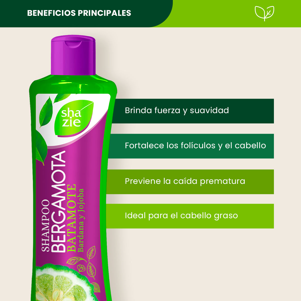 Shampoo Bergamota y Bardaba - Shazie