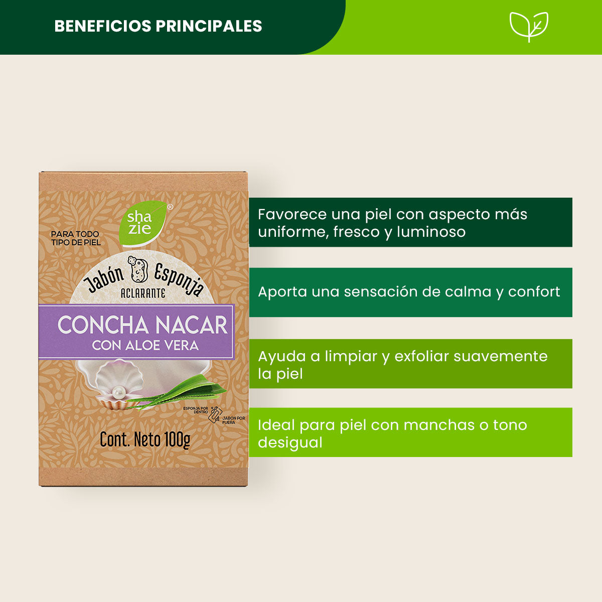 Jabón Esponja Concha Nácar y Aloe Vera - Shanatural's