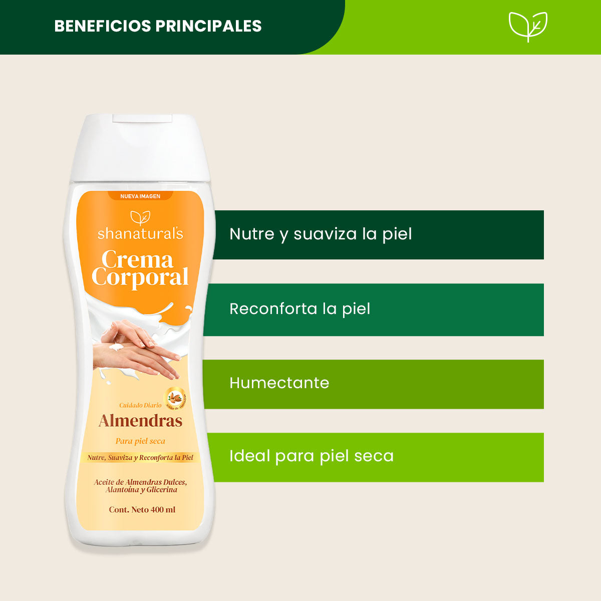 Crema Corporal Almendras- Shanatural's