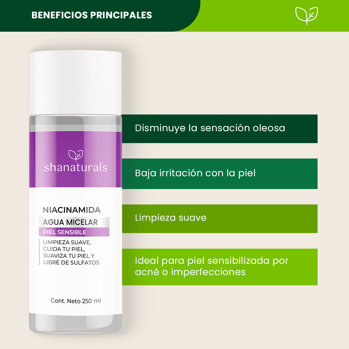 Agua Micelar Piel Sensible - Shanatural's