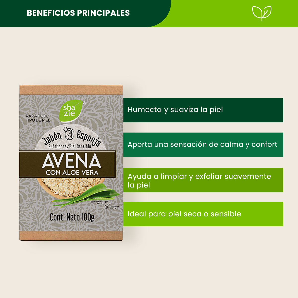 Jabón Esponja Avena y Aloe Vera - Shanatural's