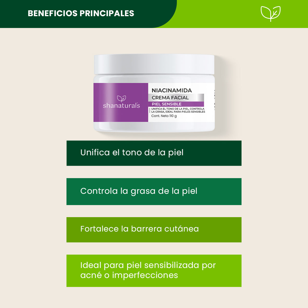 Crema Facial Piel Sensible - Shanatural's