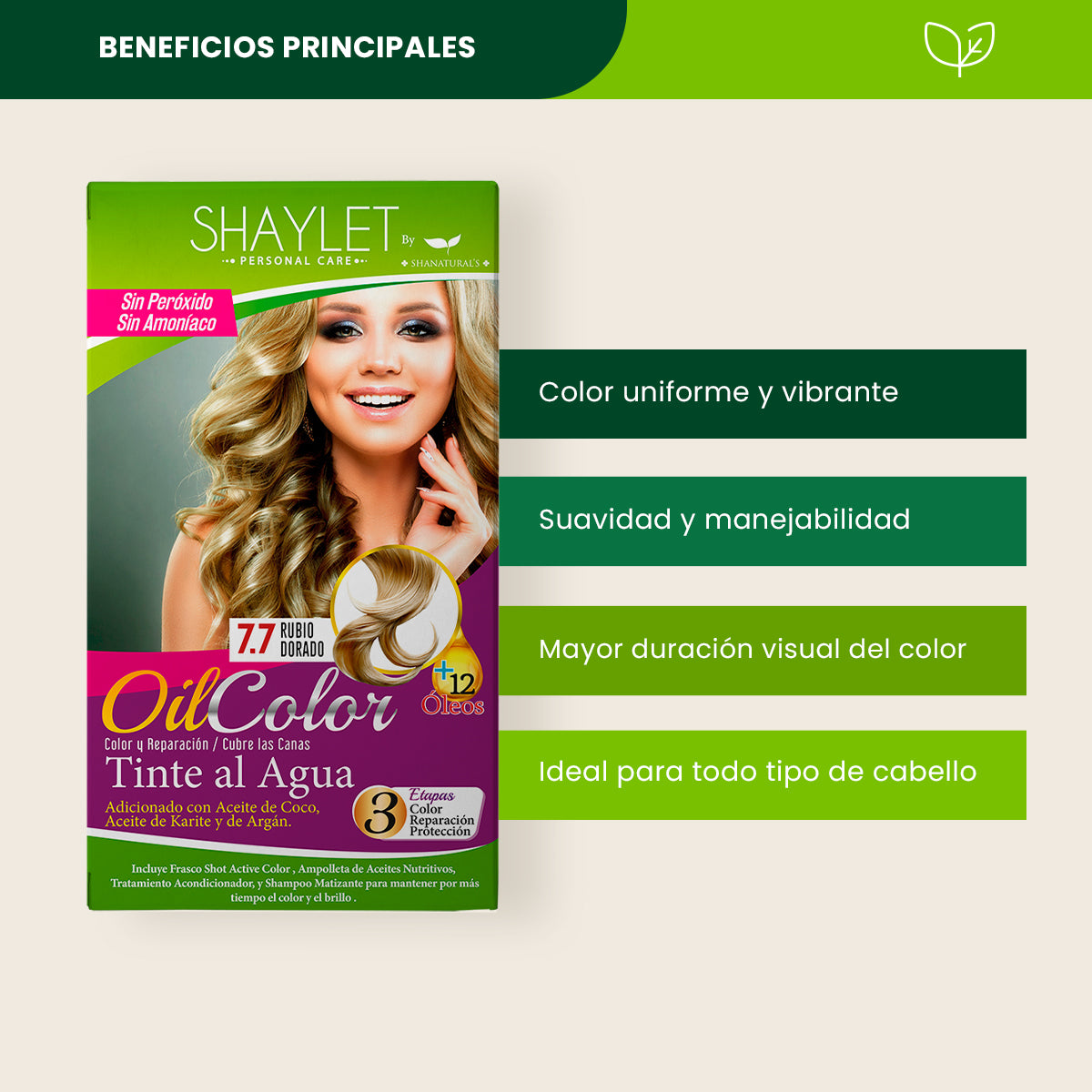 Tinte Color 7.7 Rubio Dorado - Shaylet