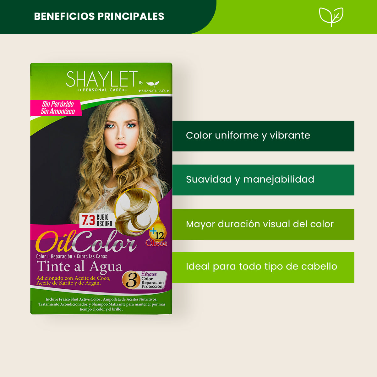 Tinte Color 7.3 Rubio Oscuro - Shaylet