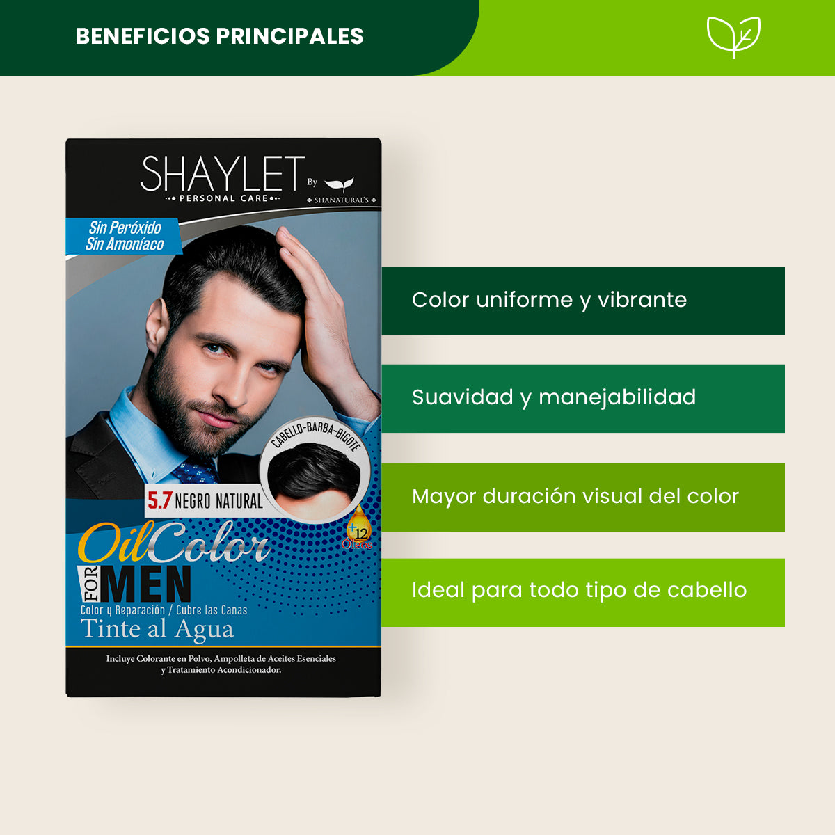 Tinte Color Negro Natural Caballero - Shaylet