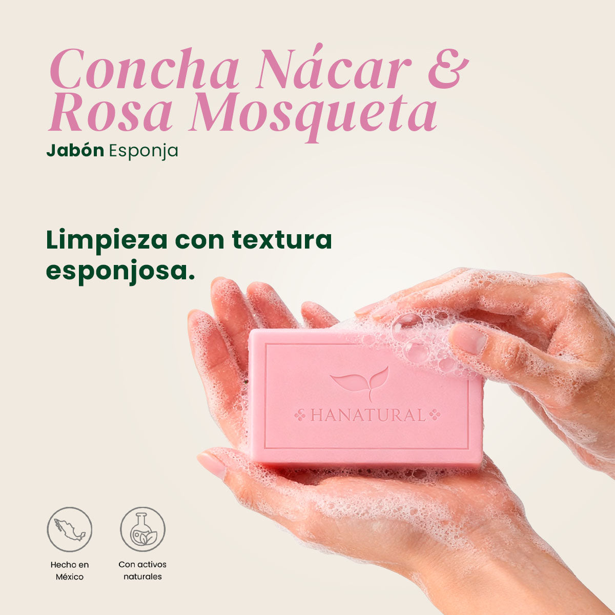 Jabón Esponja Concha Nácar y Rosas - Shanatural's