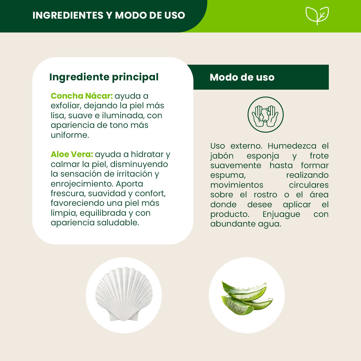 Jabón Esponja Concha Nácar y Aloe Vera - Shanatural's
